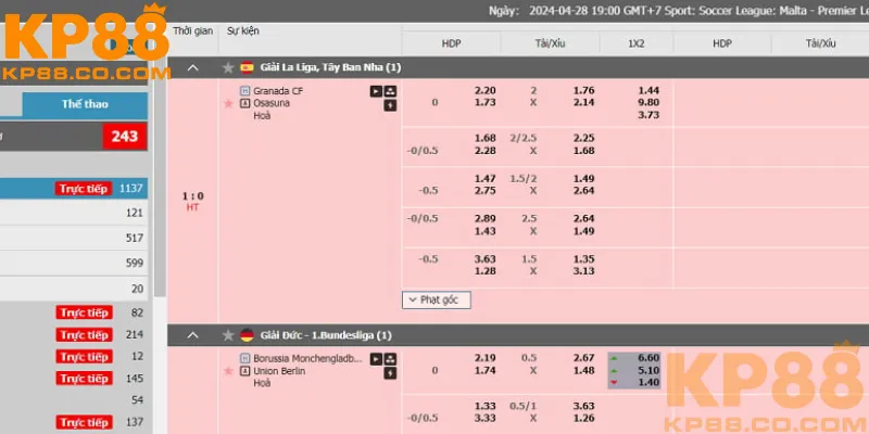 Quan sát kèo phạt đền dựa vào tỷ lệ kèo nhà cái